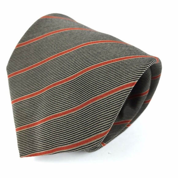 Vitaliano Pancaldi Tie Men's Red Black Beige Striped Elegant Classic "W" Necktie - Picture 2 of 10